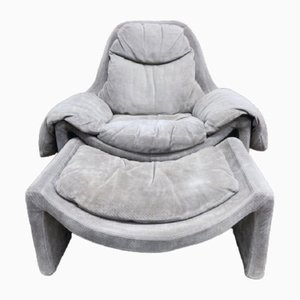 Fauteuil Coat P60 en Daim Gris par Vittorio Introini pour Saporiti Italia, 1960s, Set de 2