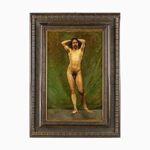 Alessandro Vitali, Male Nude, Oil on Canvas, 1882