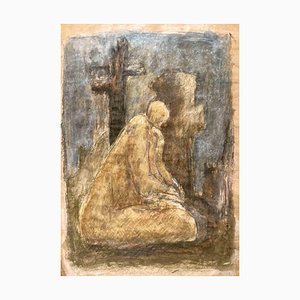 David Euler, Prayer, Charcoal, Gouache & Pastel Drawing, 1985