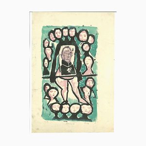 Mino Maccari, Nuns and Priest, Watercolor, 1965