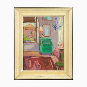 Jane Levy, Bedroom, Oil on Board, Mid-20th Century