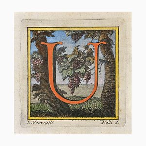 Luigi Vanvitelli, Buchstabe des Alphabets: U, Radierung, 18. Jahrhundert