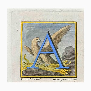 Luigi Vanvitelli, Buchstabe des Alphabets: A, Radierung, 18. Jahrhundert