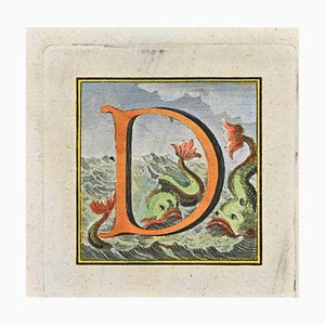 Luigi Vanvitelli, Lettre de l'Alphabet: D, Gravure, 18ème Siècle