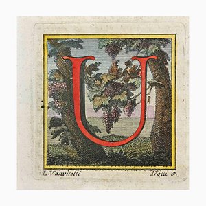 Luigi Vanvitelli, Buchstabe des Alphabets: U, Radierung, 18. Jahrhundert