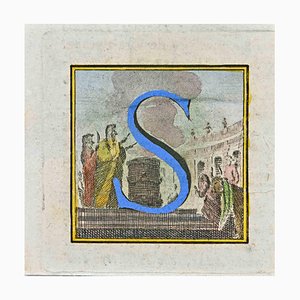 Luigi Vanvitelli, Buchstabe des Alphabets: S, Radierung, 18. Jahrhundert