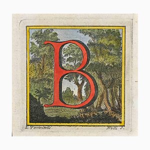Luigi Vanvitelli, Lettre de l'Alphabet: B, Gravure, 18ème Siècle