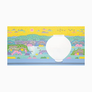 Cho Mun-Hyun, Landscape with a Moon Jar, 2020, Acrilico su tela