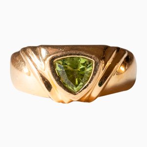 Vintage 18k Gold Green Peridot Ring, 1970s