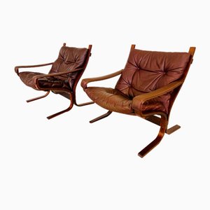 Mid-Century Norwegian Leather Siesta Chairs by Ingmar Relling, Set of 2