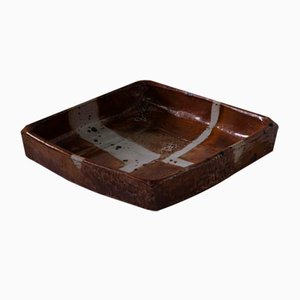 Large Square Ceramic Bowl by Gustave Tiffoche, France, 1970s