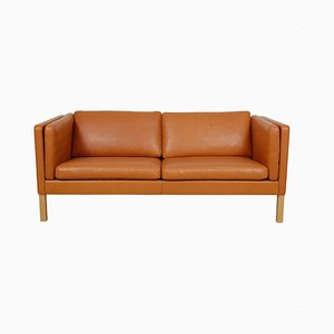 2335 2-Sitzer Sofa aus cognacfarbenem Anilinleder von Børge Mogensen für Fredericia, 1990er