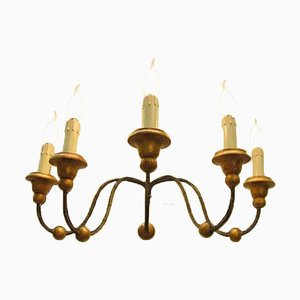 Antike Eisen-Wandlampe mit 5 Leuchten