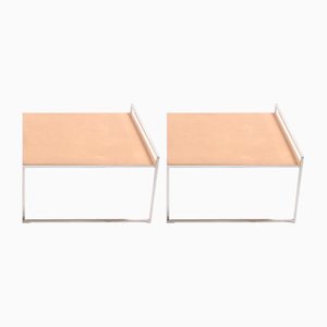 Side Tables with Leather Tops from Poltrona Frau, 1970s, Set of 2