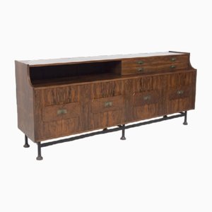 Vintage Brazilian Sideboard in Wood and Brass, 1950s