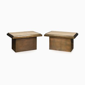 Bronze and Marble Side Tables from Belgo Chrom / Dewulf Selection, 1970s, Set of 2