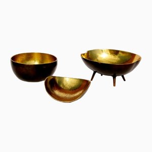Bowls in Brass with Bronze Patina Finish by Alguacil & Perkoff Ltd, Set of 3