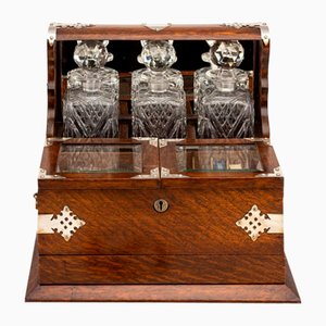 Victorian Silver-Plated Oak Tantalus and Games Compendium, 1895
