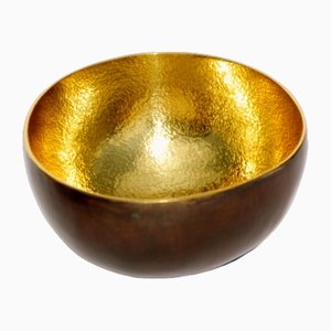 Small Decorative Brass Bowl with Bronze Patina by Alguacil & Perkoff LTD