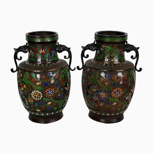 Spätes 19. Jh. Vasen aus Bronze, China, 2er Set