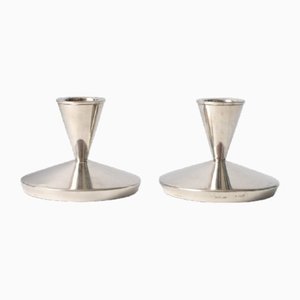 Danish Silver-Plated Candleholders by Carl Christiansen, 1960s, Set of 2