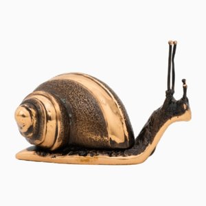 Handmade Cast Bronze Light Patina Snail Paperweight by Alguacil & Perkoff LTD