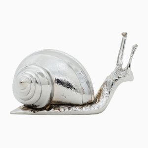 Handmade Nickel Plated Decorative Snail Paperweight by Alguacil & Perkoff LTD