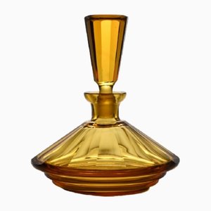 Art Deco Faceted Amber Glass Perfume Bottle, 1930s
