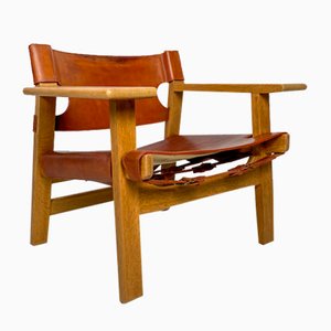 Model 2226 Spanish Chair in Oak and Leather by Børge Mogensen for Fredericia, Denmark, 1960s