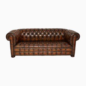 Deep Buttoned Leather Chesterfield Sofa, 1930s