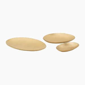 Handcrafted Brushed Brass Decorative Plates by Alguacil & Perkoff Ltd, Set of 3