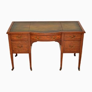 Edwardian Inlaid Satin Wood Desk with Leather Top