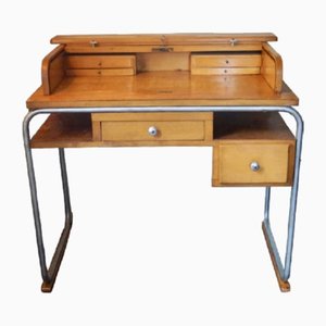 Belgian Bauhaus Style Wooden Tambour Desk from Torck, 1955