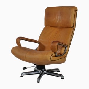 King Swivel Lounge Chair in Leather by André Vandenbeuck for Strässle