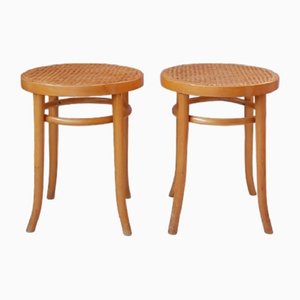Beech and Bentwood Stools from Ligna, 1960s, Set of 2
