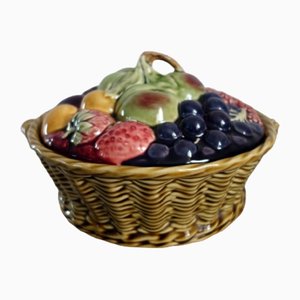Vintage Basket with Fruit Lid in Ceramic, 1940s