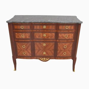 Louis XV 19th Century Transition Marquetry Chest of Drawers