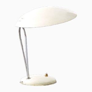 Italienische Weiße Tischlampe aus Chrom & Messing, 1950er