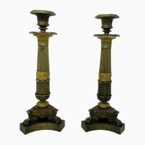 Empire Style Candlesticks in Bronze, 1800s, Set of 2