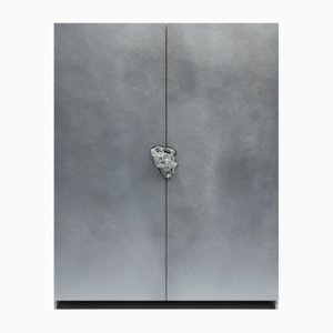 Oxidized and Waxed Aluminium Cabinet with Pyrite Stone by Pierre De Valck