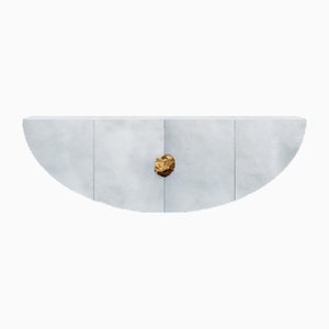 Bogenschrank aus oxidiertem und gewachstem Aluminium mit braunem Stein von Pierre De Valck