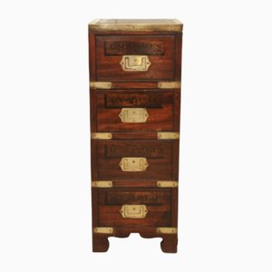 Military Campaign 3-Drawer Apothecary Brass Bound Chest with Leather Top, 1800s