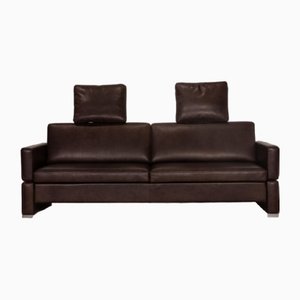 Three-Seater Amber Sofa in Leather from Brühl