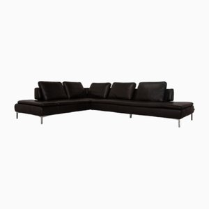 Corner Sofa in Dark Brown Leather by Willi Schillig