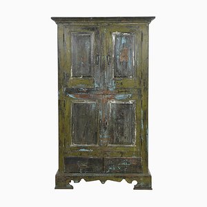 Wooden Cabinet with Green and Blue Patina