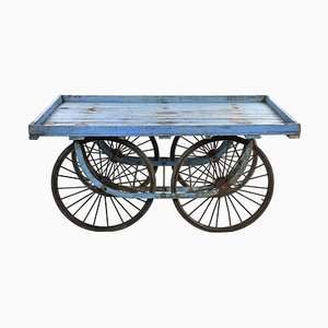 Wooden Cart with Blue Patina