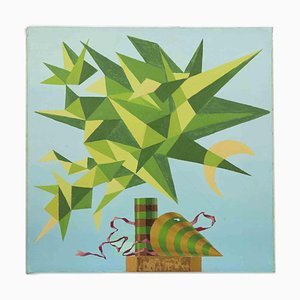 Leo Guida, Olio su tela, Composizione verde, anni '70