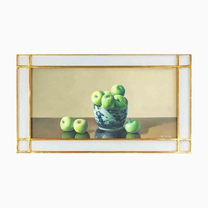 Zhang Wei Guang, Manzanas verdes en la mesa, óleo sobre lienzo, década de 2010