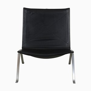 PK-22 Lounge Chair in Black Leather by Poul Kjærholm for Fritz Hansen, 1990s