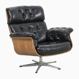 Vintage Lounge Chair in Leather and Plywood